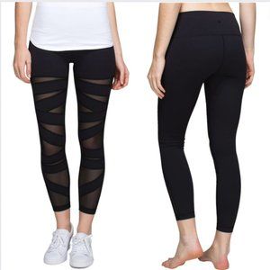 Lululemon Athletica High Times mesh panel black leggings size 8